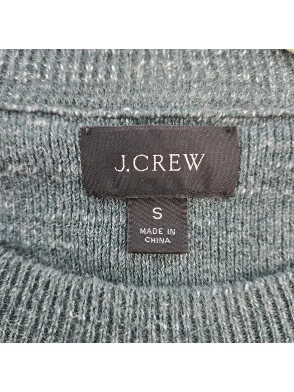 J. Crew 100% Cotton Heathered Green Crewneck Sweater Size Small